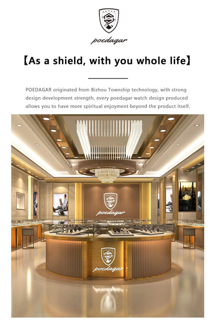 POEDAGAR Luxury Business Male Wristwatch Waterproof Luminous Leather Man Watch Date Week Sport Casual Men's Quartz Watches reloj